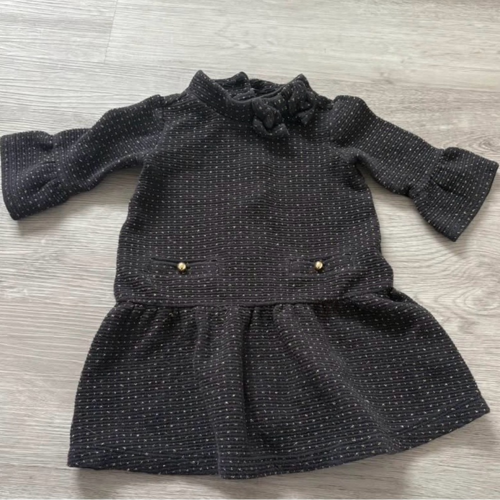 Janie and Jack Chic Black Textured Dress 12-18 months
